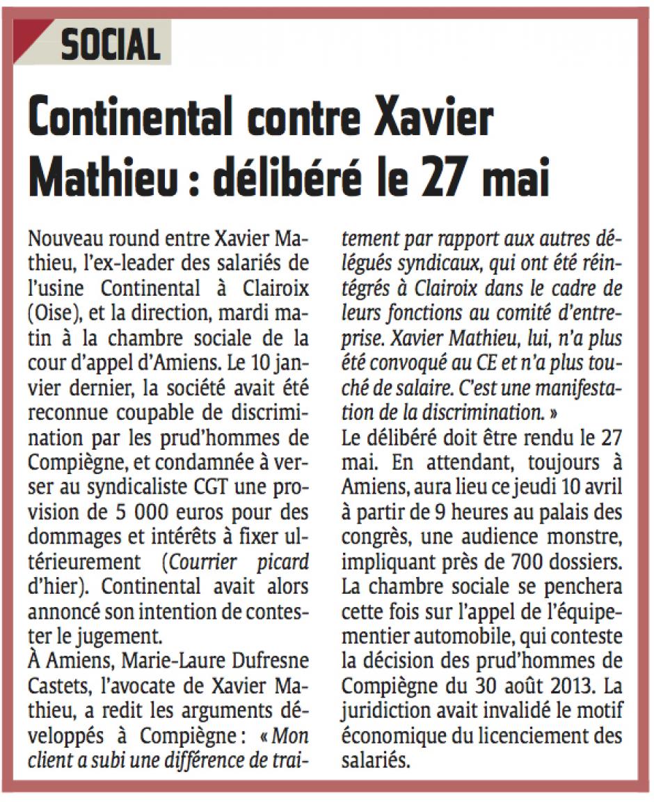 20140409-CP-Clairoix-Continental contre Xavier Mathieu : délibéré le 27 mai
