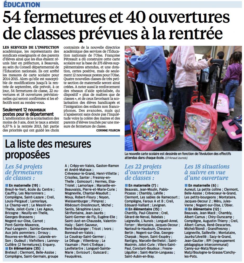 20140410-LeP-Oise-54 fermetures et 40 ouvertures de classes prévues à la rentrée