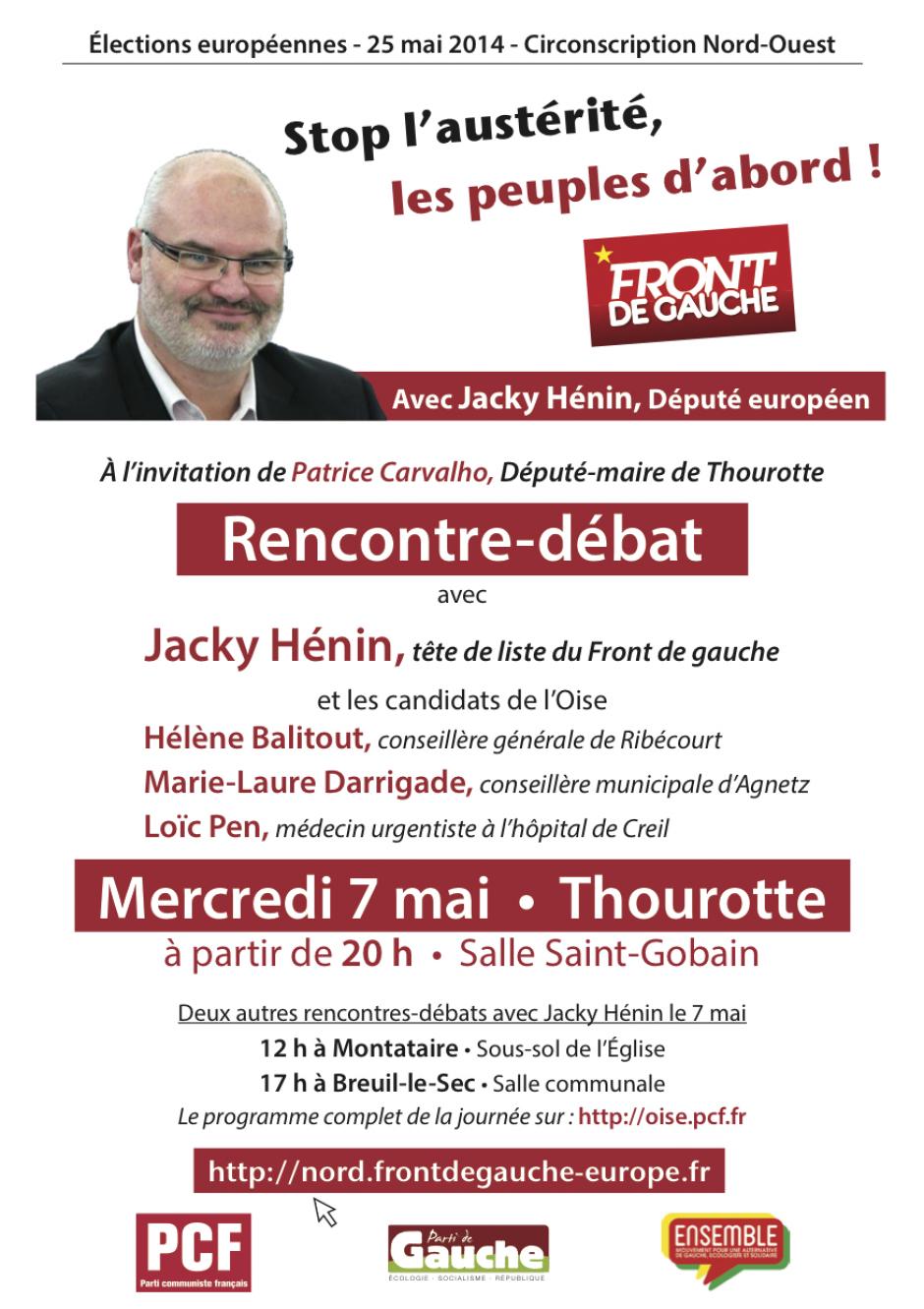 7 mai, Thourotte - Réunion publique avec Jacky Hénin et Patrice Carvalho