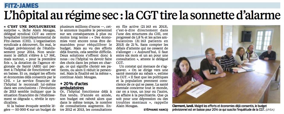 20140605-LeP-Clermont-L'hôpital au régime sec : la CGT tire la sonnette d'alarme