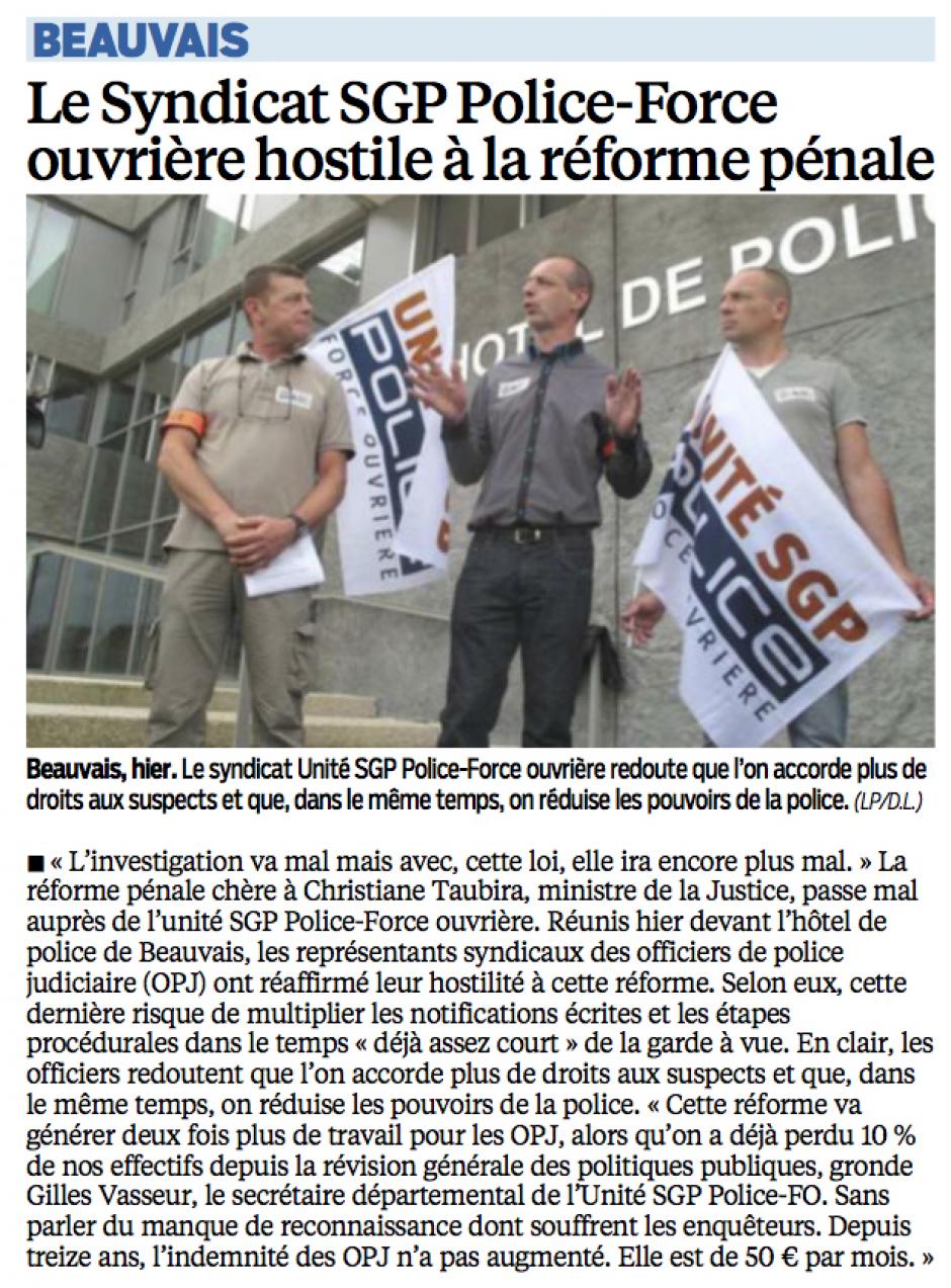 20140628-LeP-Beauvais-Le syndicat SGP Police-Force ouvrière hostile à la réforme pénale