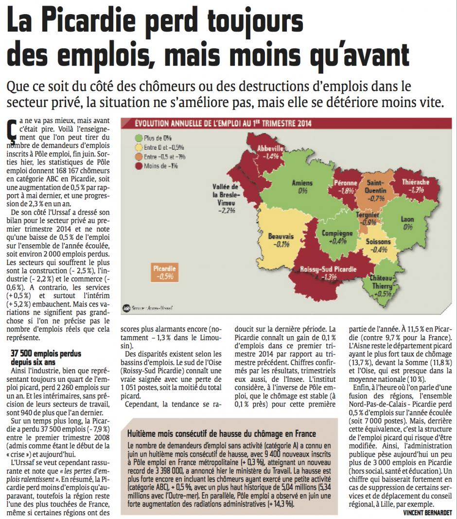 20140726-CP-Picardie-La Région perd toujours des emplois, mais moins qu'avant