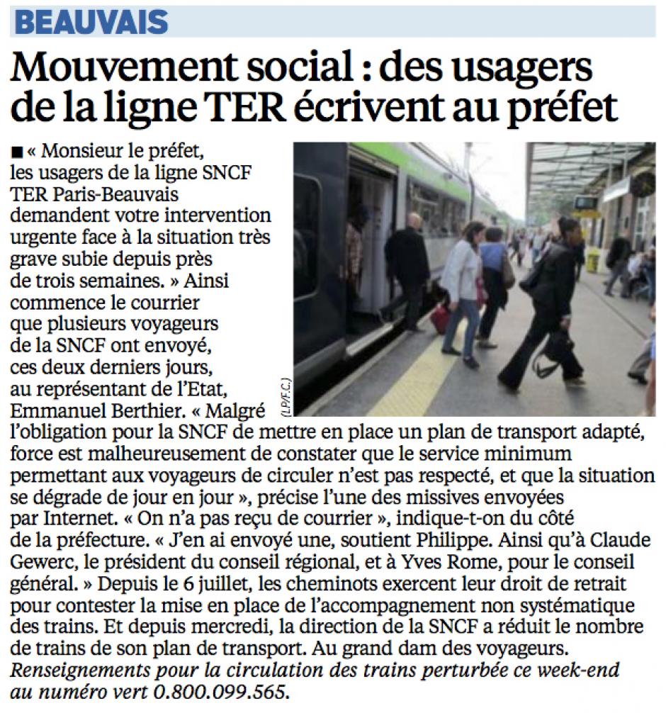 20140726-LeP-Beauvais-Mouvement social : des usagers de la ligne TER écrivent au préfet