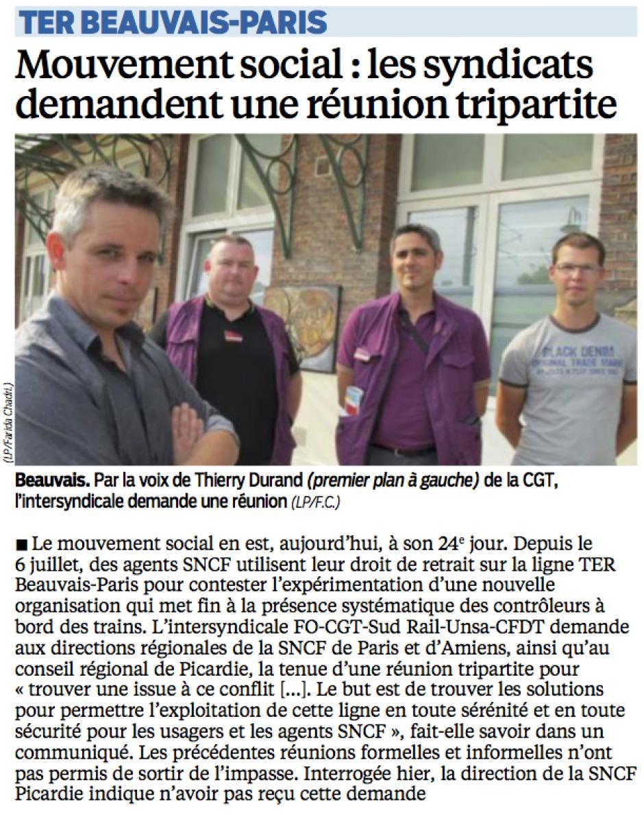 20140730-LeP-Beauvais-Mouvement social : les syndicats demandent une réunion tripartite [ligne SNCF Paris-Beauvais]