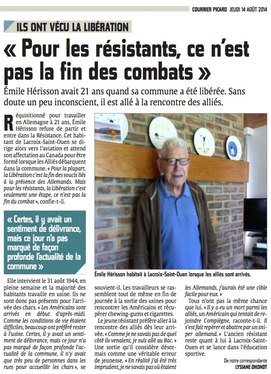 20140814-CP-Lacroix-Saint-Ouen-Émile Hérisson « Pour les résistants, ce n'est pas la fin des combats »
