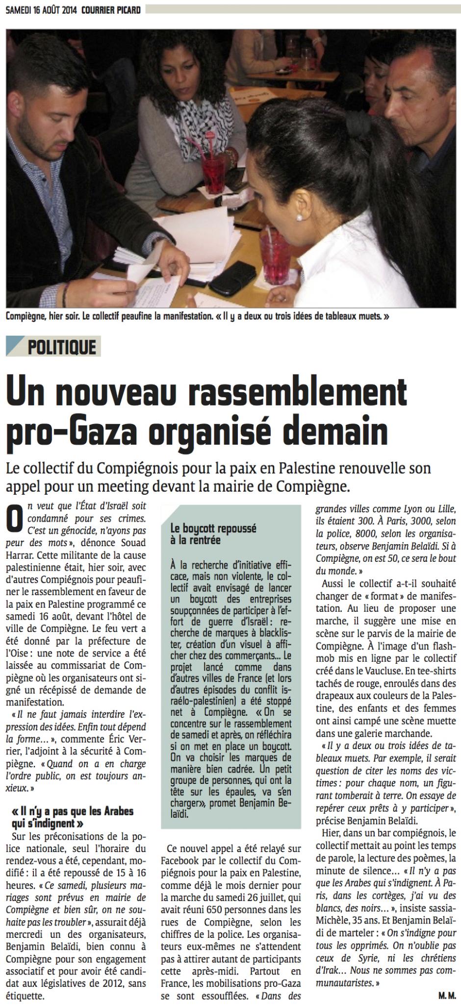 20140816-CP-Compiègne-Un nouveau rassemblement pro-Gaza organisé demain [éditions Oise]