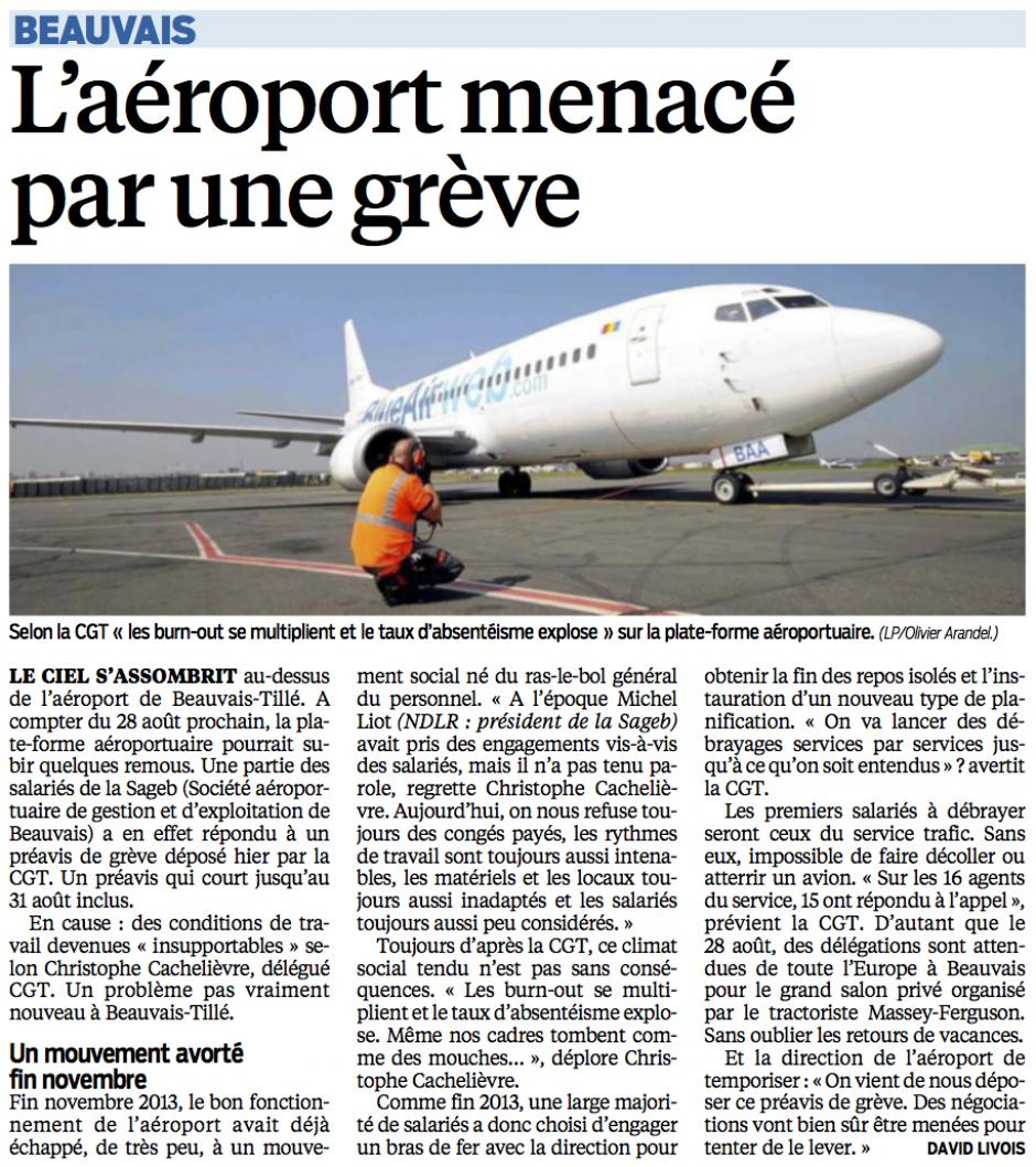 20140821-LeP-Beauvais-L'aéroport menacé par une grève