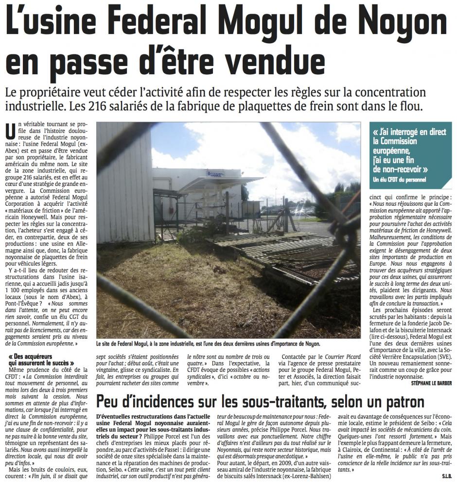 20140827-CP-Noyon-L'usine Federal Mogul en passe d'être vendue