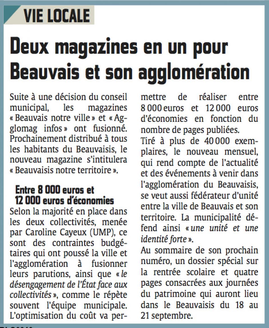 20140901-CP-Beauvais-Deux magazines en un pour Beauvais et son agglomération
