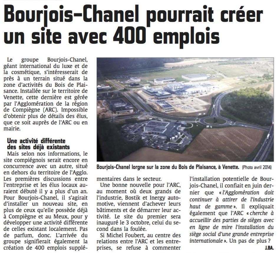 20140920-CP-Venette-Bourjois-Chanel pourrait créer un site avec 400 emplois