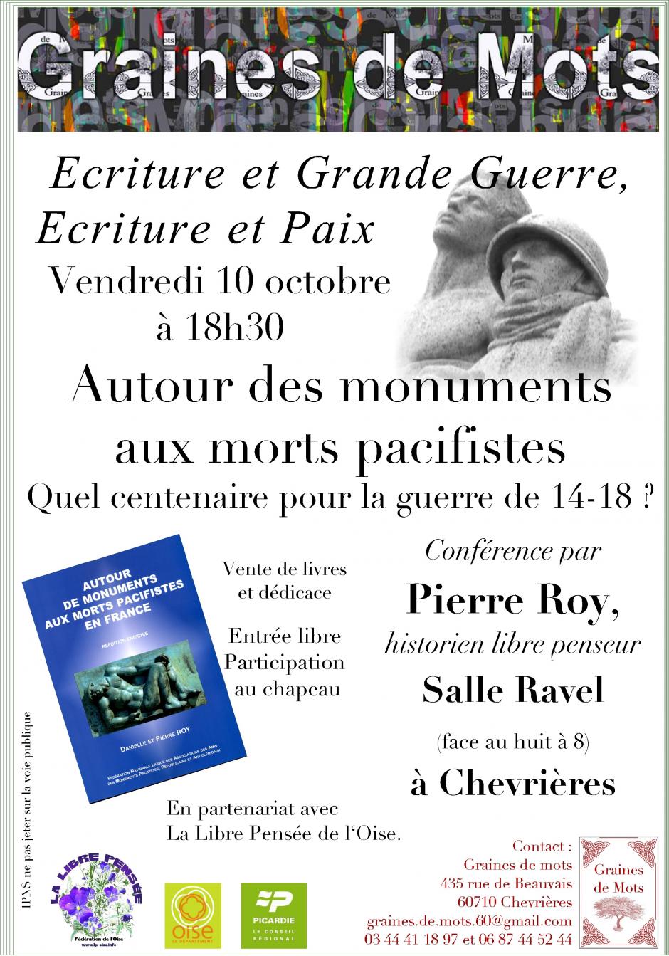 10 octobre, Chevrières - Graines de Mots-Autour des monuments aux morts pacifistes
