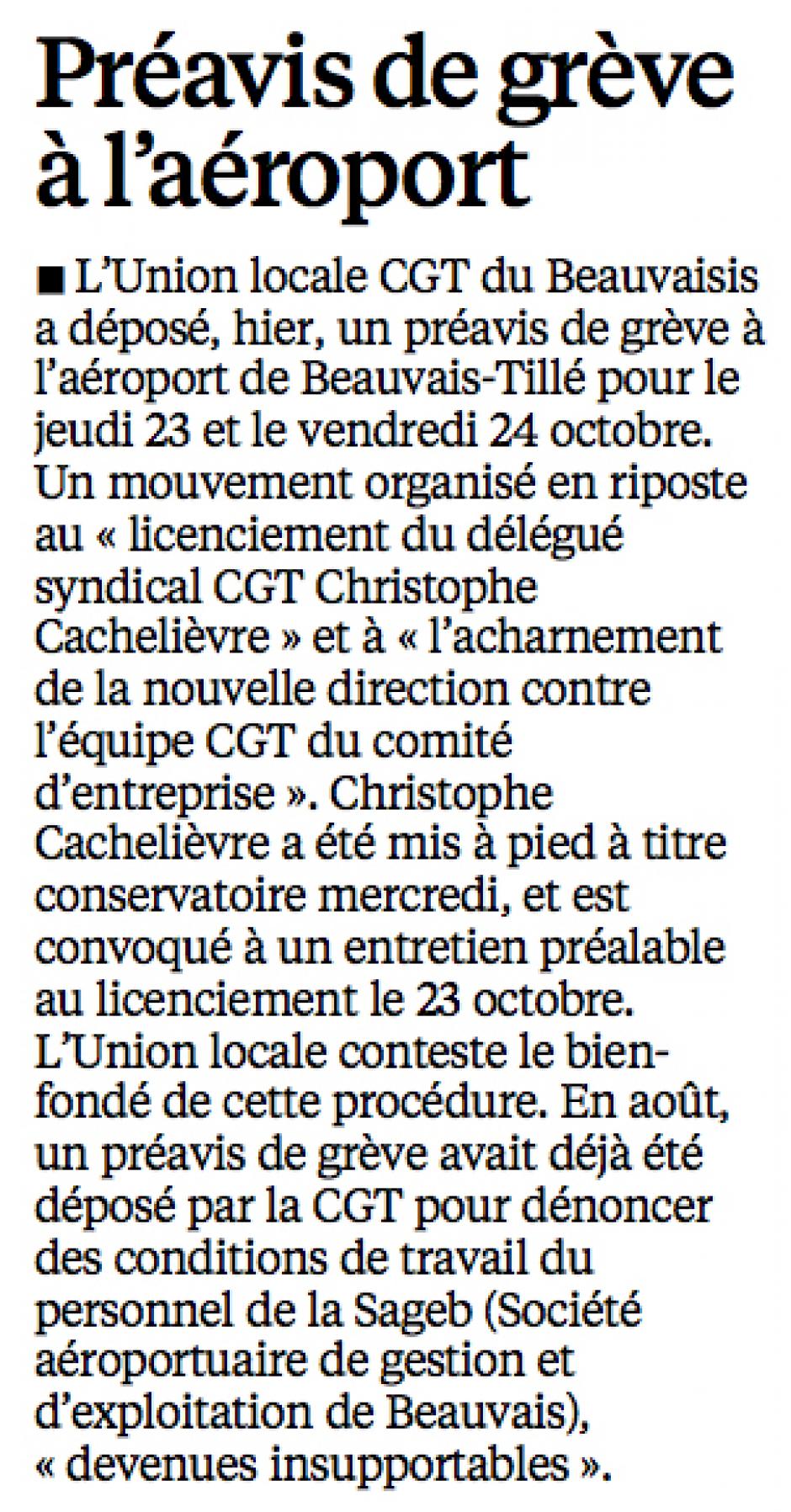 20141017-LeP-Beauvais-Tillé-Préavis de grève à l'aéroport