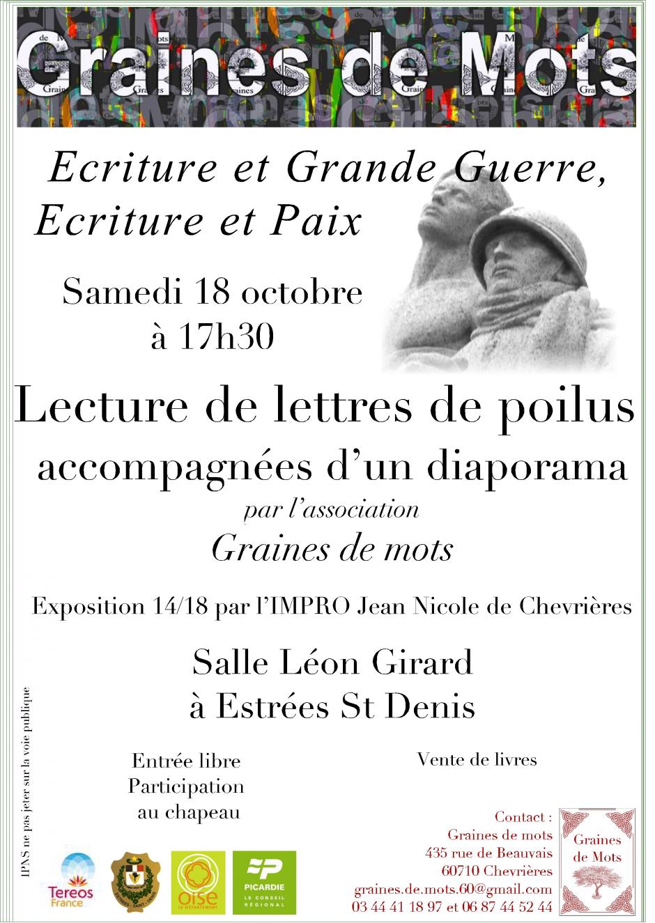 18 octobre, Estrées-Saint-Denis - Graines de Mots-Lecture de lettres de poilus