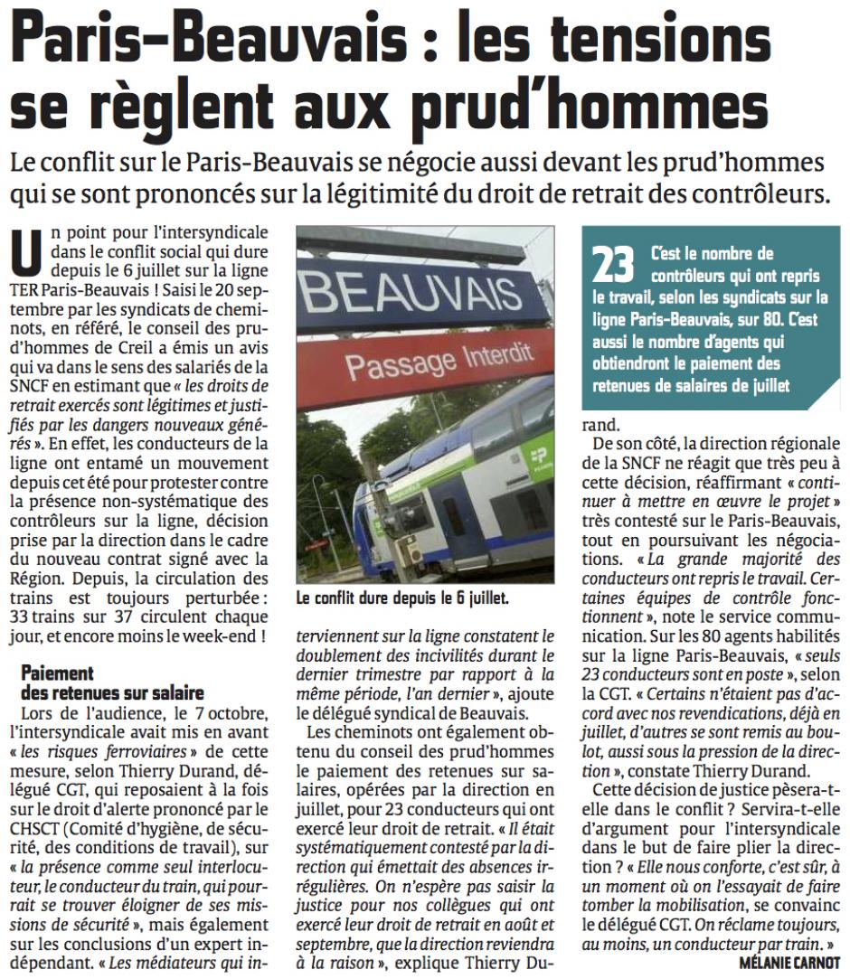 20141022-CP-Beauvais-Ligne Paris-Beauvais : les tensions se règlent aux prud'hommes
