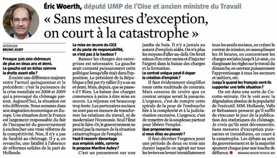 20141026-JdD-France-Wœrth « Sans mesures d'exception, on court à la catastrophe »