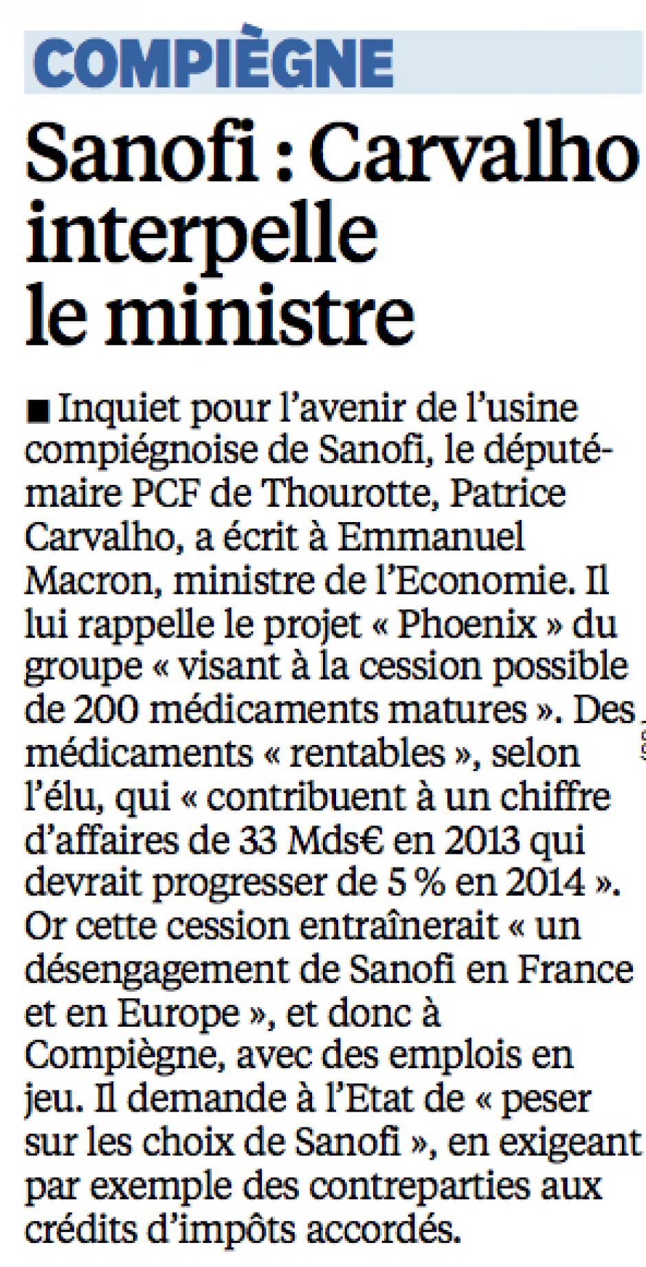 20141028-LeP-Compiègne-Sanofi : Patrice Carvalho interpelle le ministre