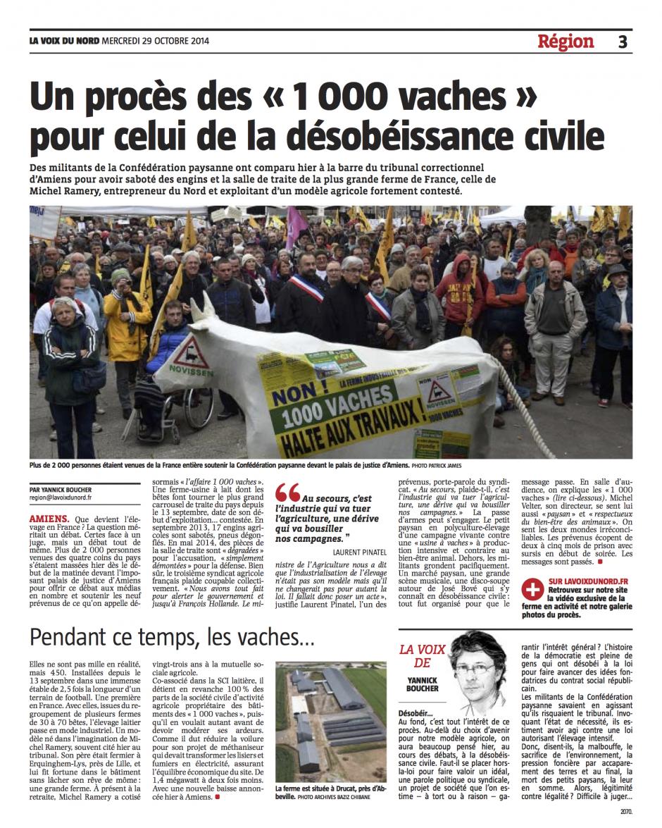 20141029-VDN-Amiens-Un procès des « 1 000 vaches » pour celui de la désobéissance civile
