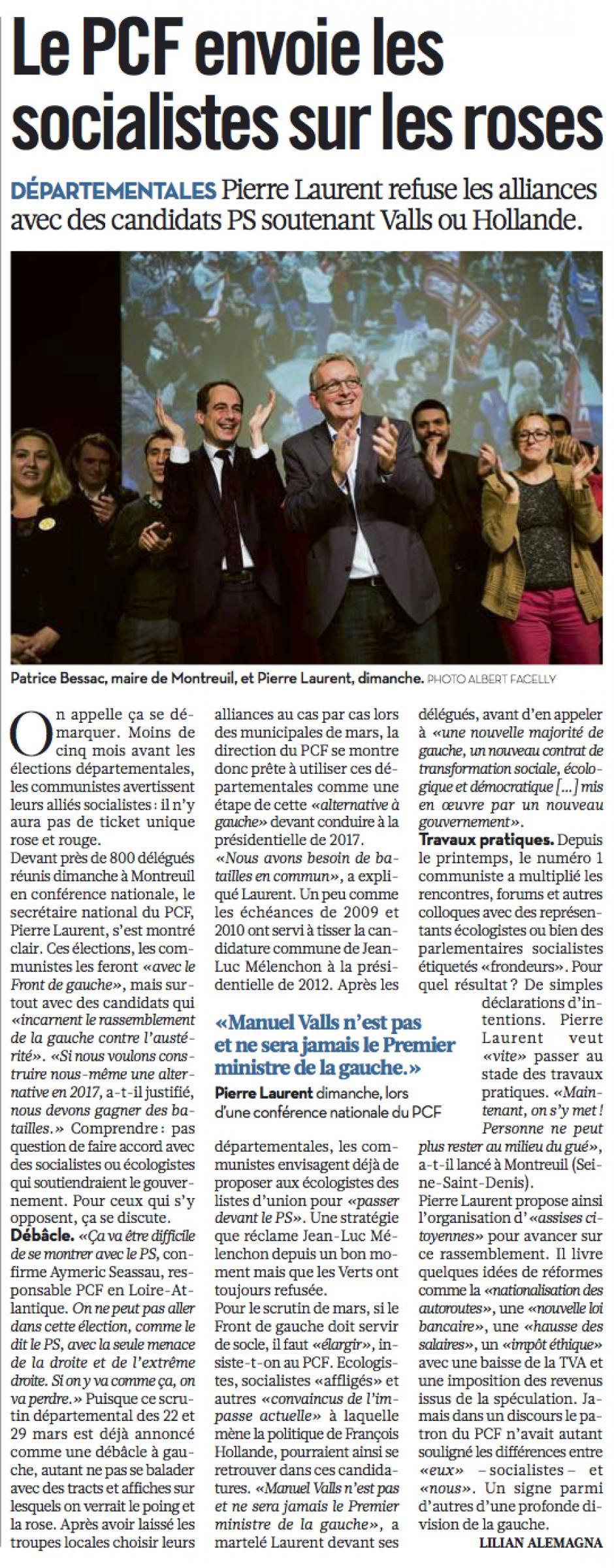 20141110-Libé-France-Le PCF envoie les socialistes sur les roses