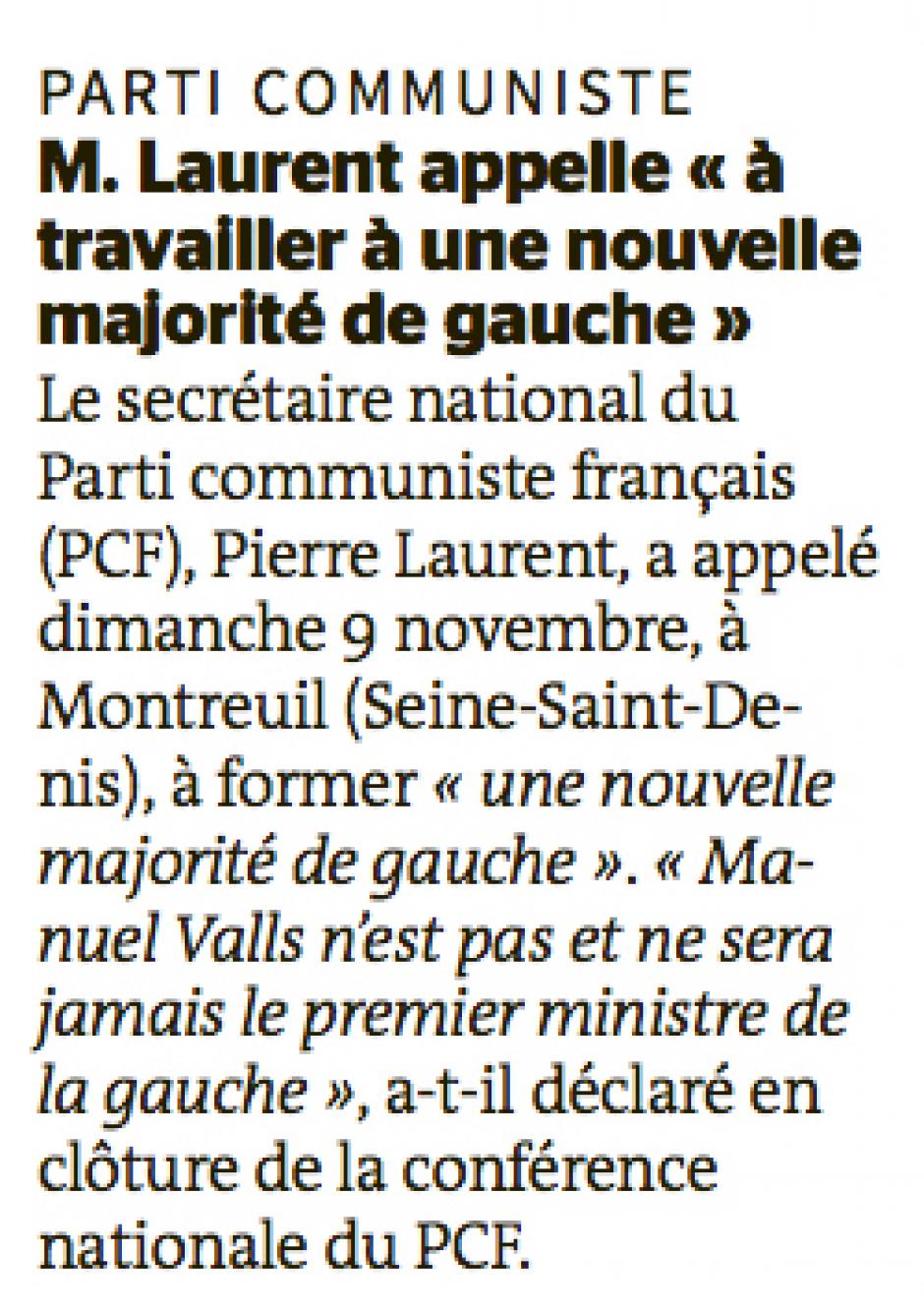 20141111-LeM-France-M. Laurent appelle « à travailler à une nouvelle majorité de gauche »