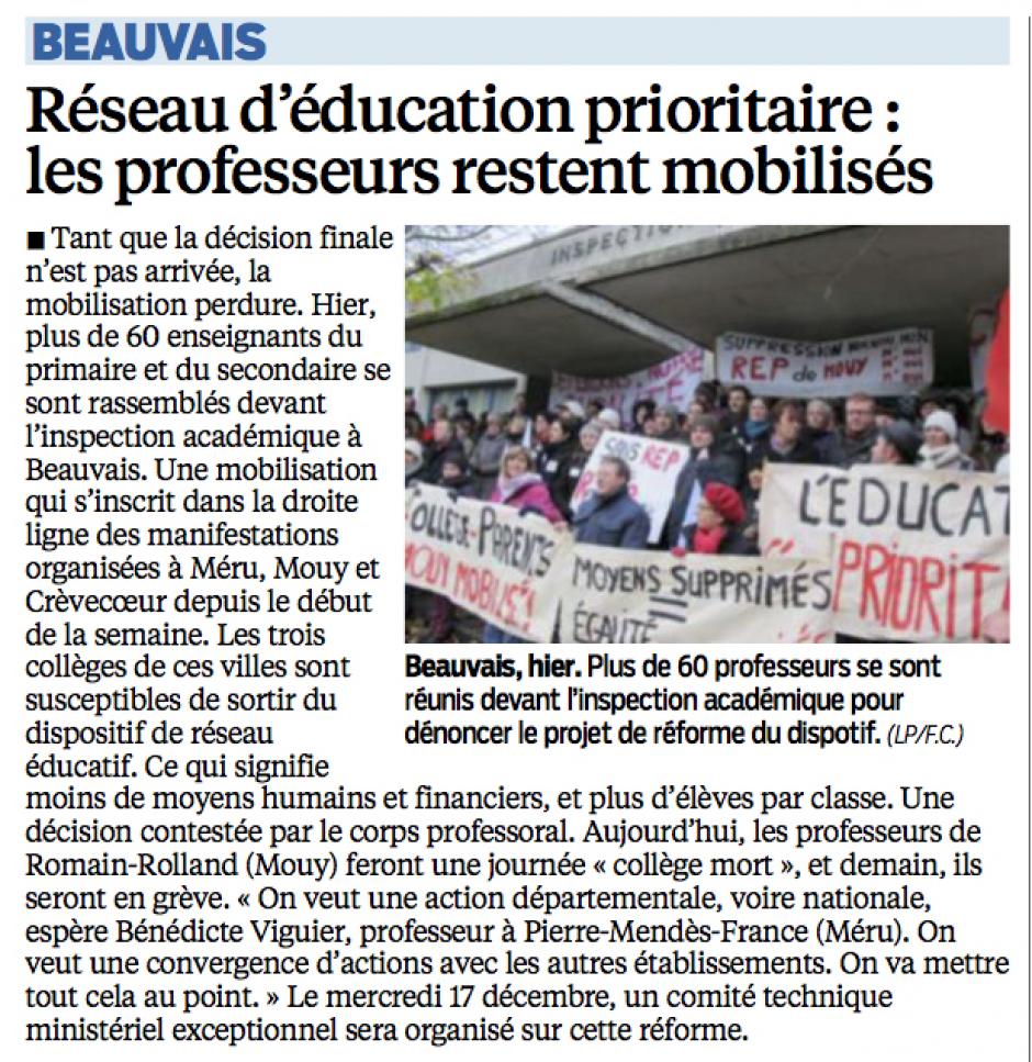 20141204-LeP-Beauvais-Réseau d'éducation prioritaire : les professeurs restent mobilisés