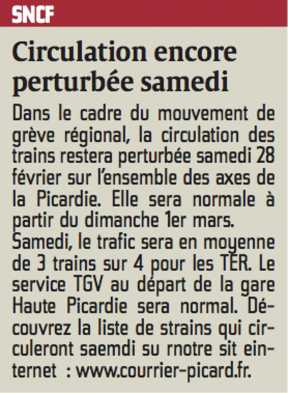 20150227-CP-Picardie-SNCF : circulation encore perturbée samedi