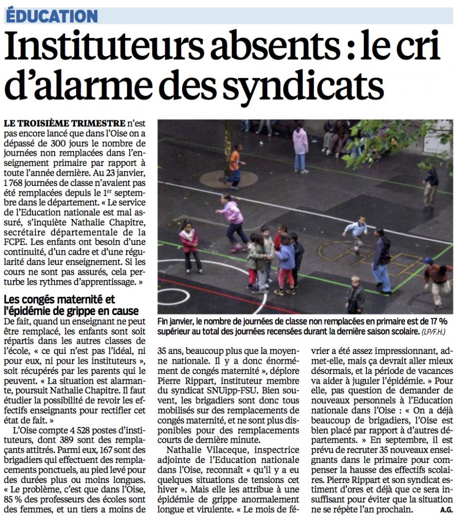 20150227-LeP-Oise-Instituteurs absents : le cri d'alarme des syndicats