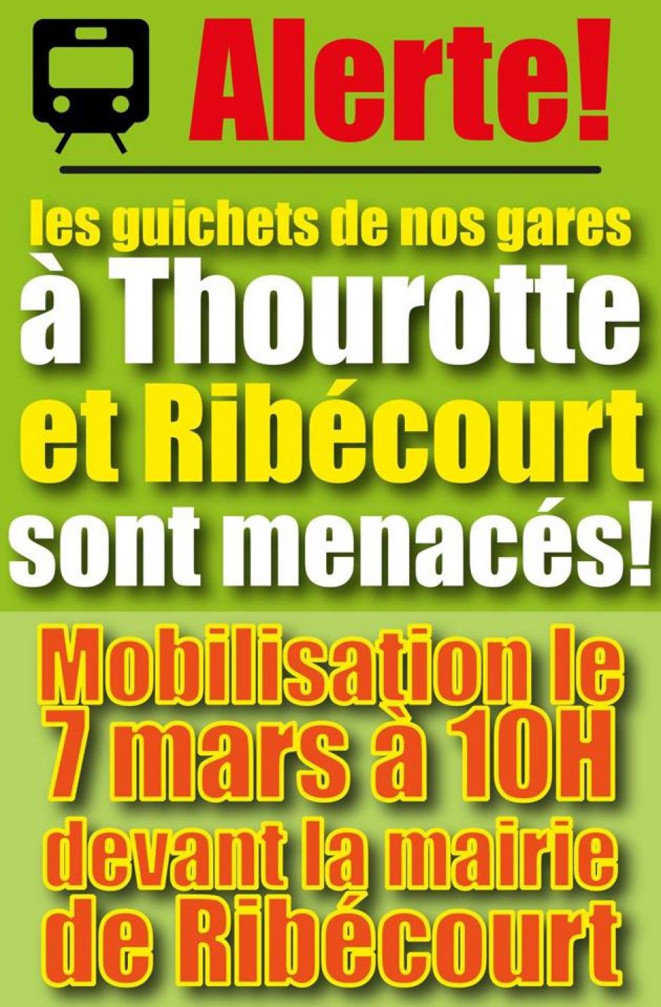 7 mars, Ribécourt - Mobilisation pour le maintien des guichets SNCF
