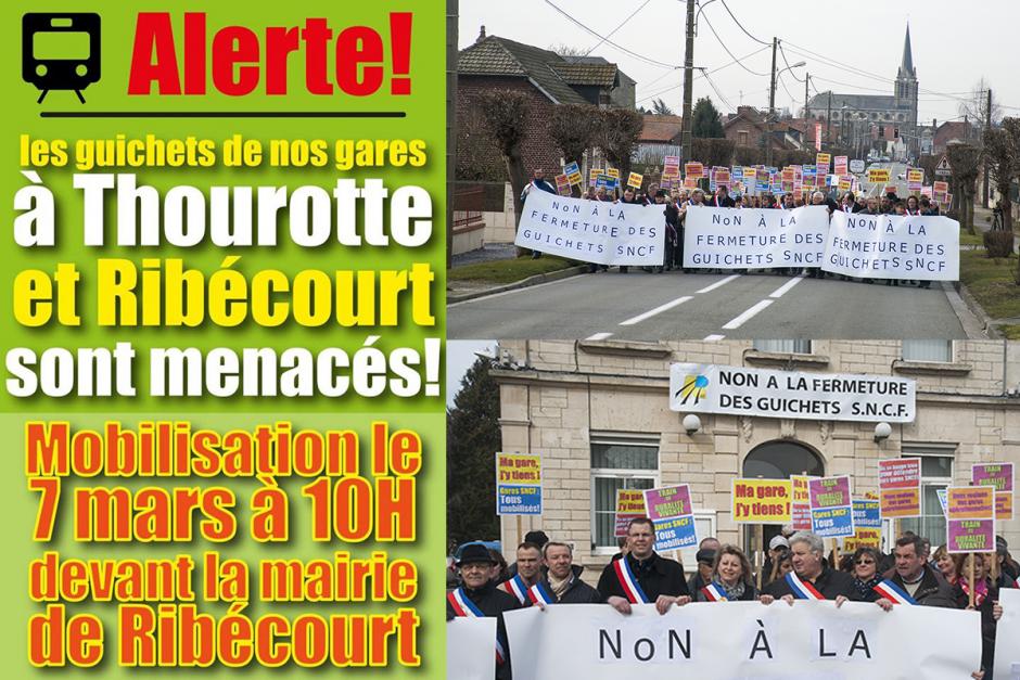 France 3 Picardie-JT 19-20-Ribécourt-Manifestation contre la fermeture des guichets SNCF