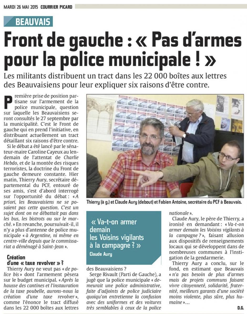 20150526-CP-Beauvais-Front de gauche : « Pas d'armes pour la police municipale ! »