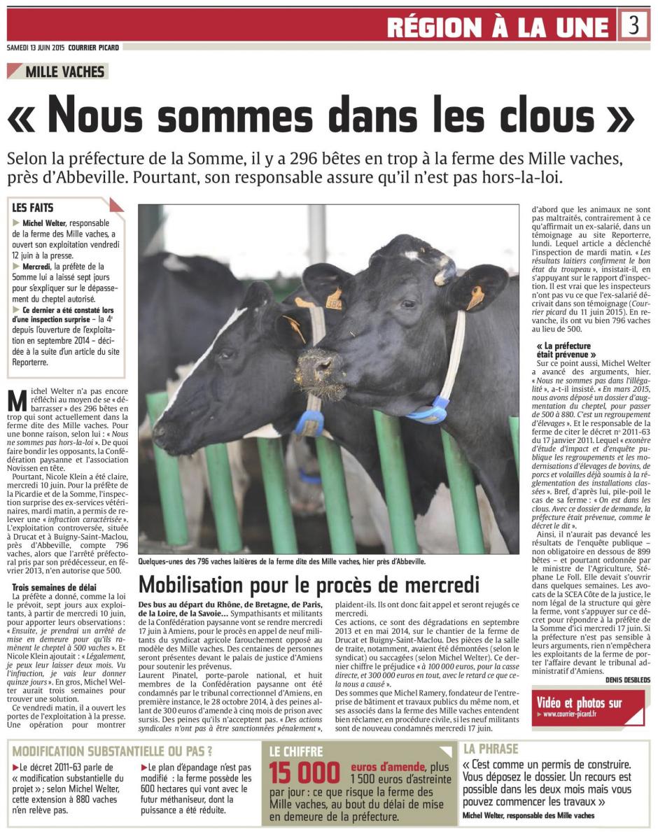 20150613-CP-Drucat-Mille Vaches : « Nous sommes dans les clous »