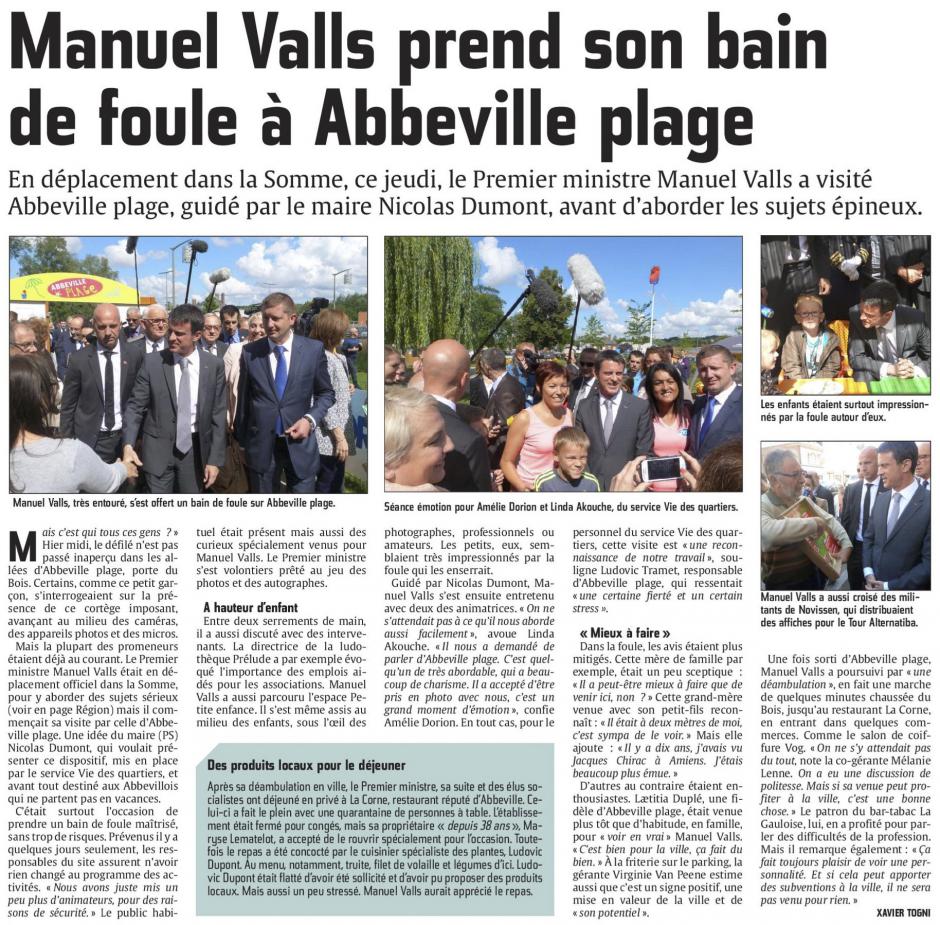 20150731-CP-Abbeville-Valls prend son bain de foule à Abbeville plage [éd Picardie maritime]