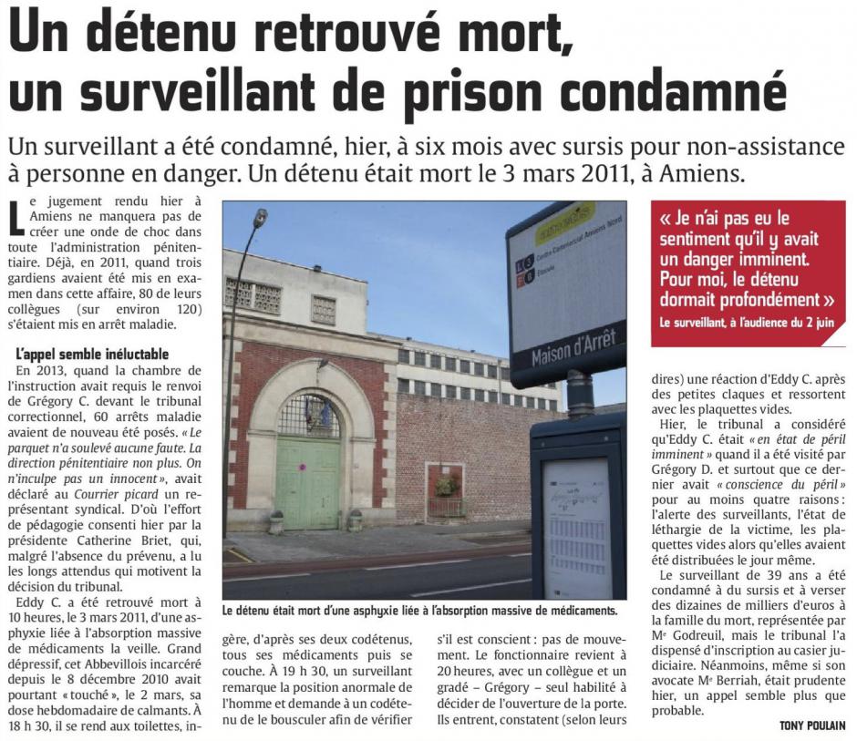20150805-CP-Amiens-Un détenu retrouvé mort, un surveillant de prison condamné