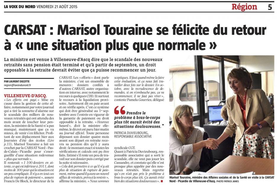 20150821-VdN-Villeneuve-d'Ascq-CARSAT : Touraine se félicite du retour à « une situation plus que normale »