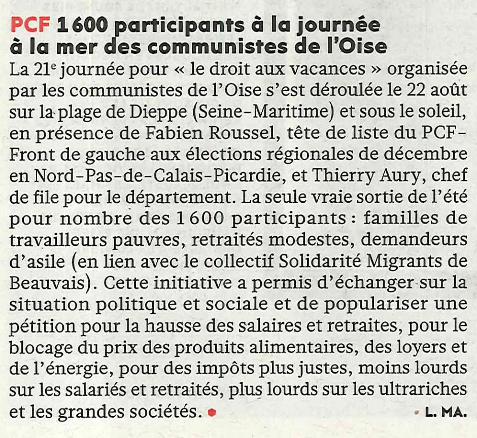 20150824-L'Huma-Oise-1 600 participants à la journée à la mer des communistes de l'Oise