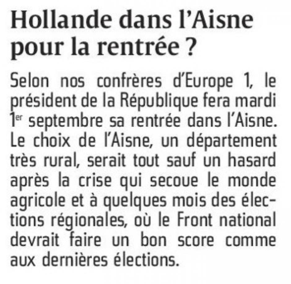 20150828-CP-France-Hollande dans l'Aisne pour la rentrée ?