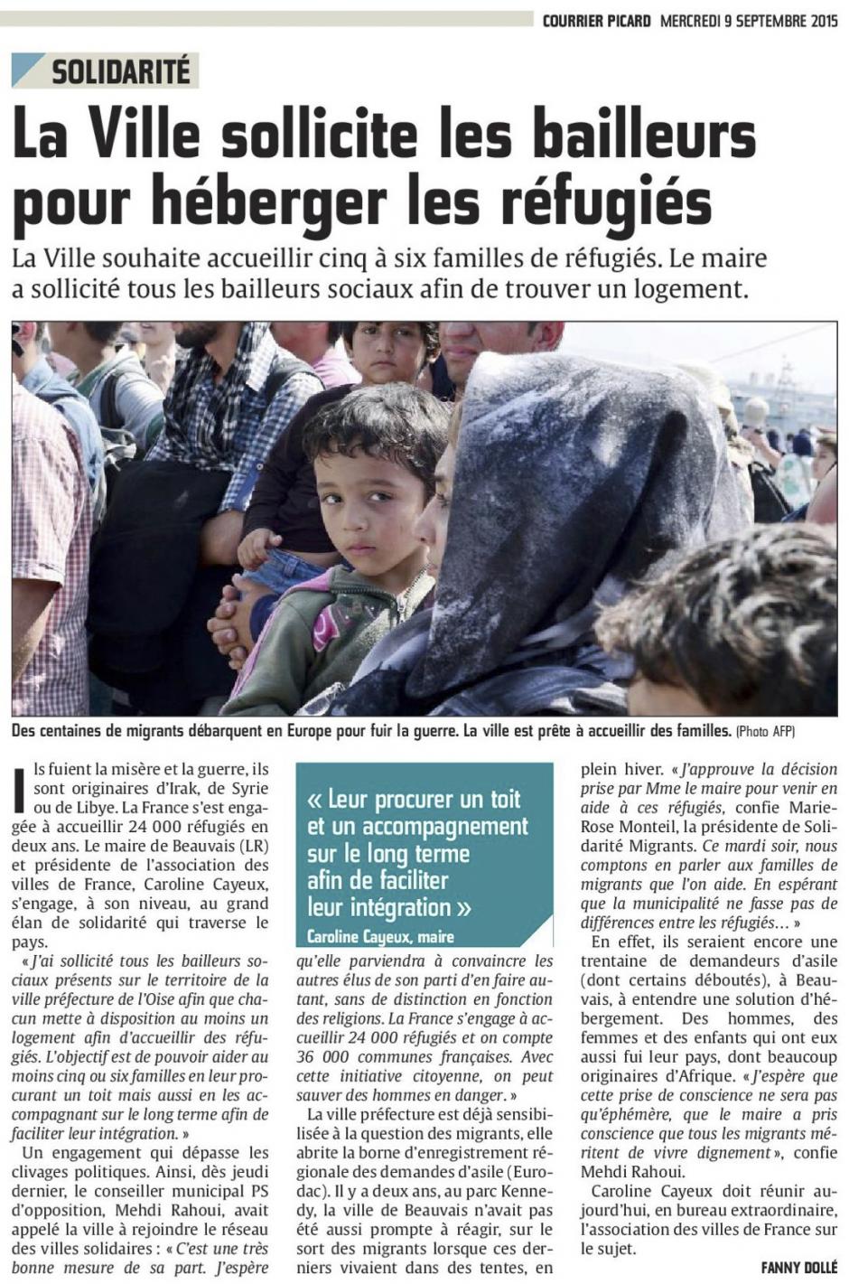20150909-CP-Beauvais-La Ville sollicite les bailleurs pour héberger les réfugiés