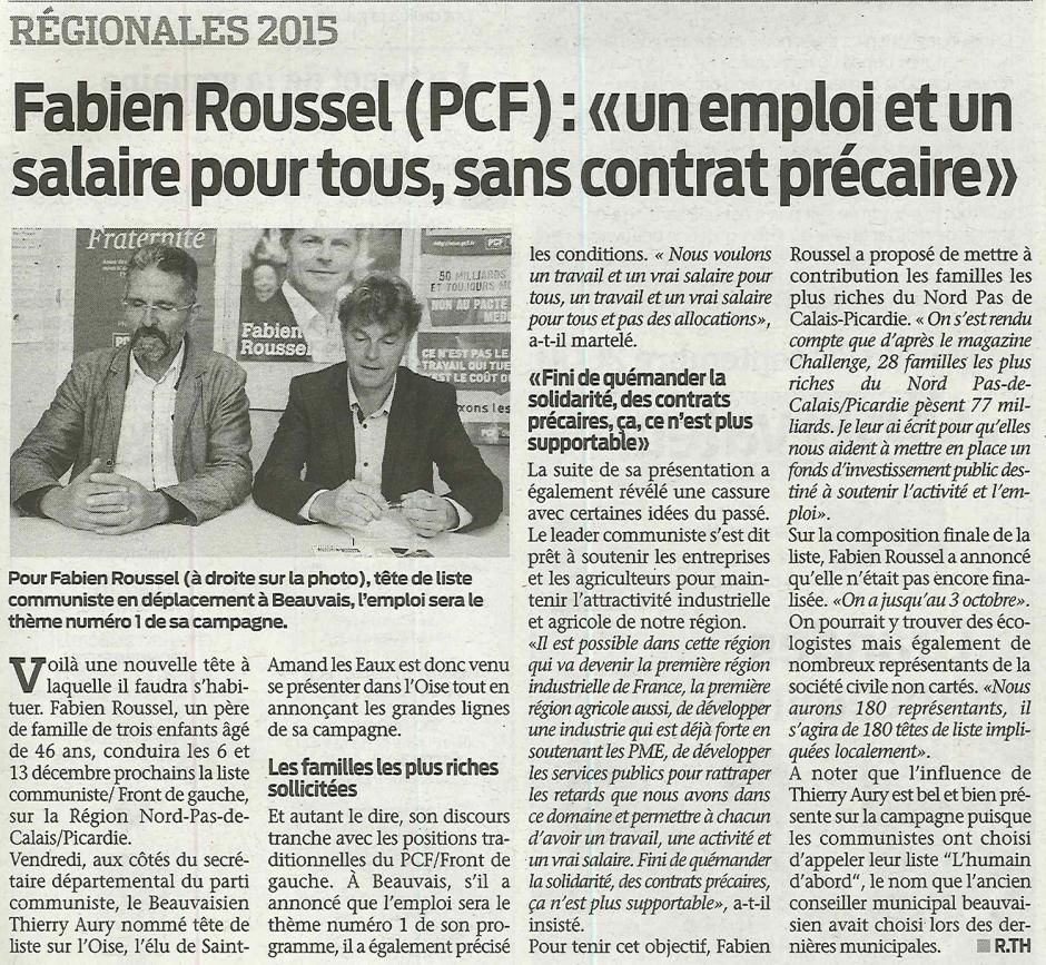 20150911-ObsBv-NPdCP-R2015-Fabien Roussel (PCF) : « Un emploi et un salaire pour tous, sans contrat précaire »