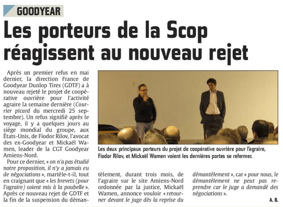 20151001-CP-Amiens-Goodyear : les porteurs de la Scop réagissent au nouveau rejet [éd. Amiens]