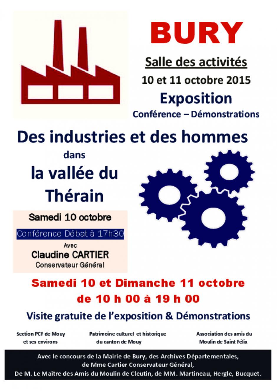 10 & 11 octobre, Bury - Conférence-débat et exposition « Des industries et des hommes dans la vallée du Thérain »