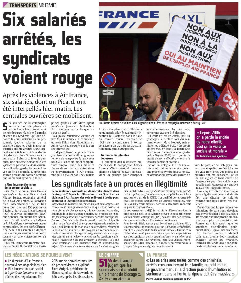 20151013-CP-France-Six salariés arrêtés, les syndicats voient rouge