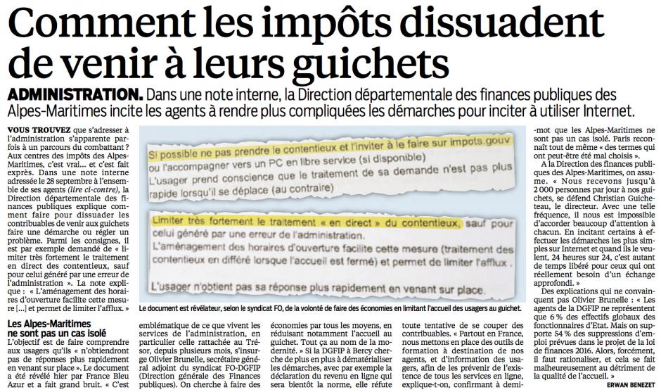 20151023-LeP-Alpes-Maritime-Comment les impôts dissuadent de venir à leurs guichets
