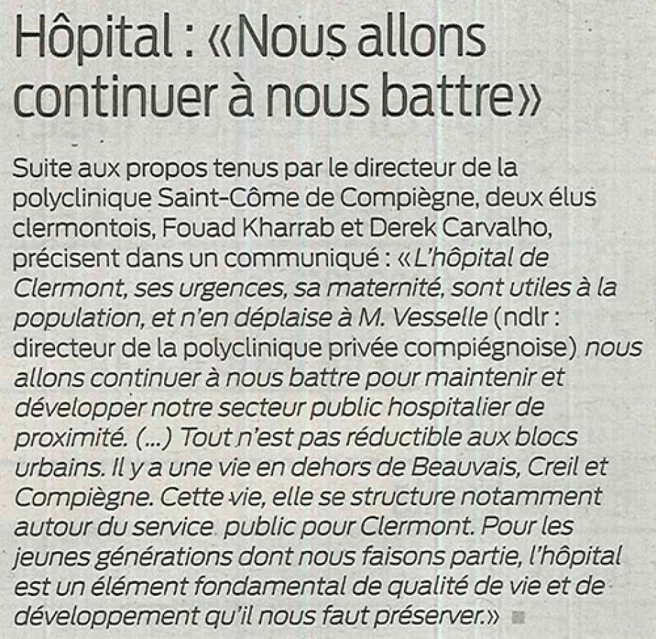 20151104-BonP-Clermont-Hôpital : « Nous allons continuer à nous battre » [Derek Carvalho]