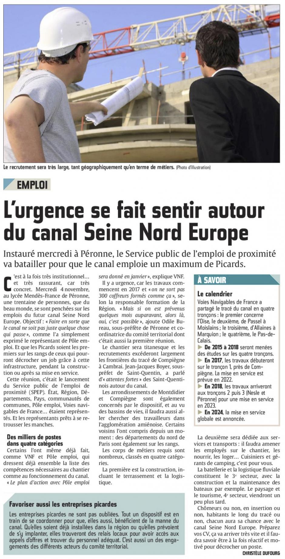 20151106-CP-Péronne-L'urgence se fait sentir autour du canal Seine Nord Europe [édition Saint-Quentin]