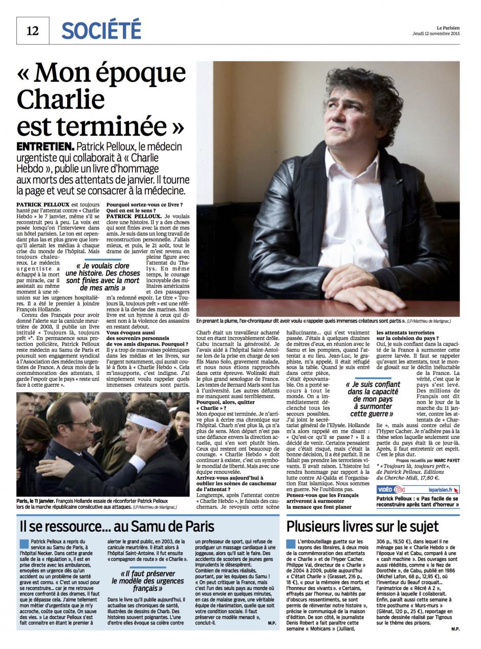 20151112-LeP-France-Patrick Pelloux : « Mon époque Charlie est terminée »
