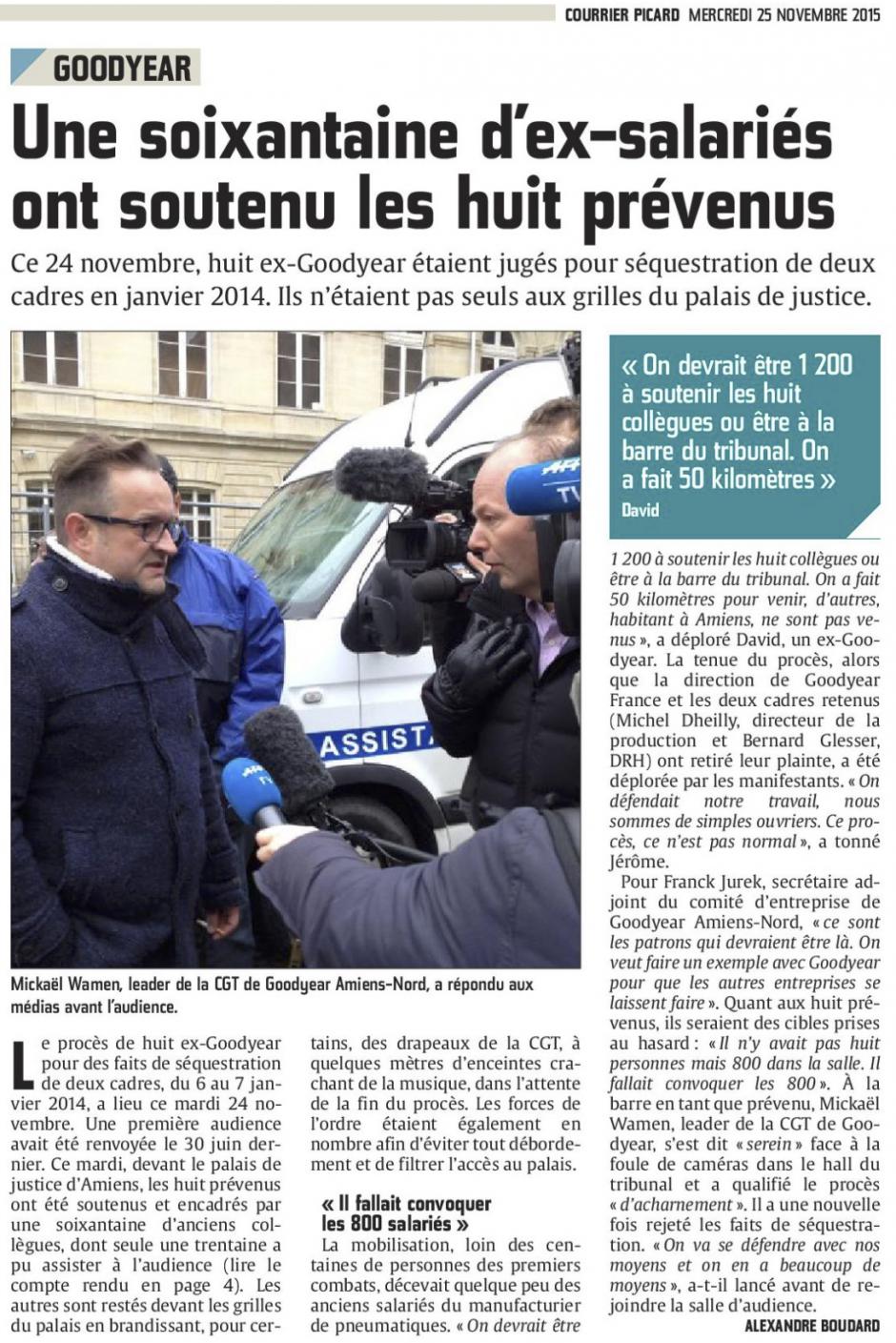 20151125-CP-Amiens-Goodyear : une soixantaine d'ex-salariés ont soutenu les huit prévenus [édition Amiens]