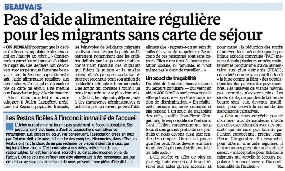 20151205-CP-Beauvais-Pas d'aide alimentaire régulière pour les migrants sans carte de séjour