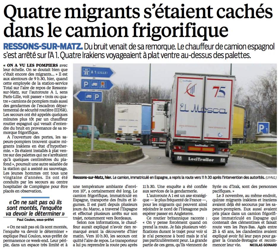 20160110-LeP-Ressons-sur-Matz-Quatre migrants s'étaient cachés dans le camion frigorifique