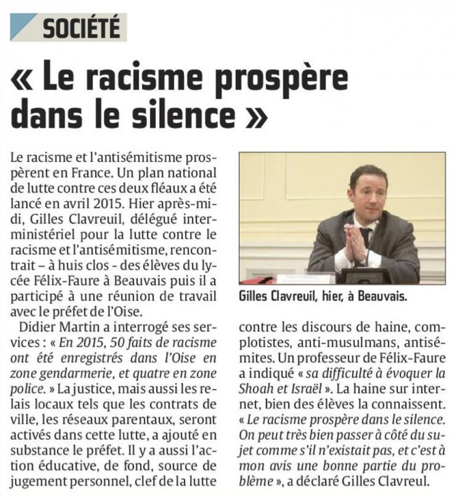 20160121-CP-Oise-Le délégué interministériel pour la lutte contre le racisme et l'antisémitisme : « le racisme prospère dans le silence »