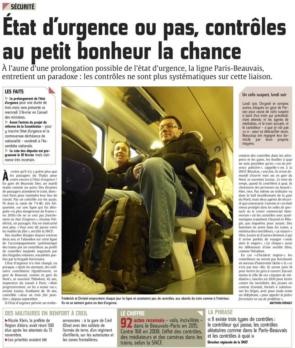 20160203-CP-Beauvais-État d'urgence ou pas, contrôles au petit bonheur la chance [ligne SNCF Paris-Beauvais]