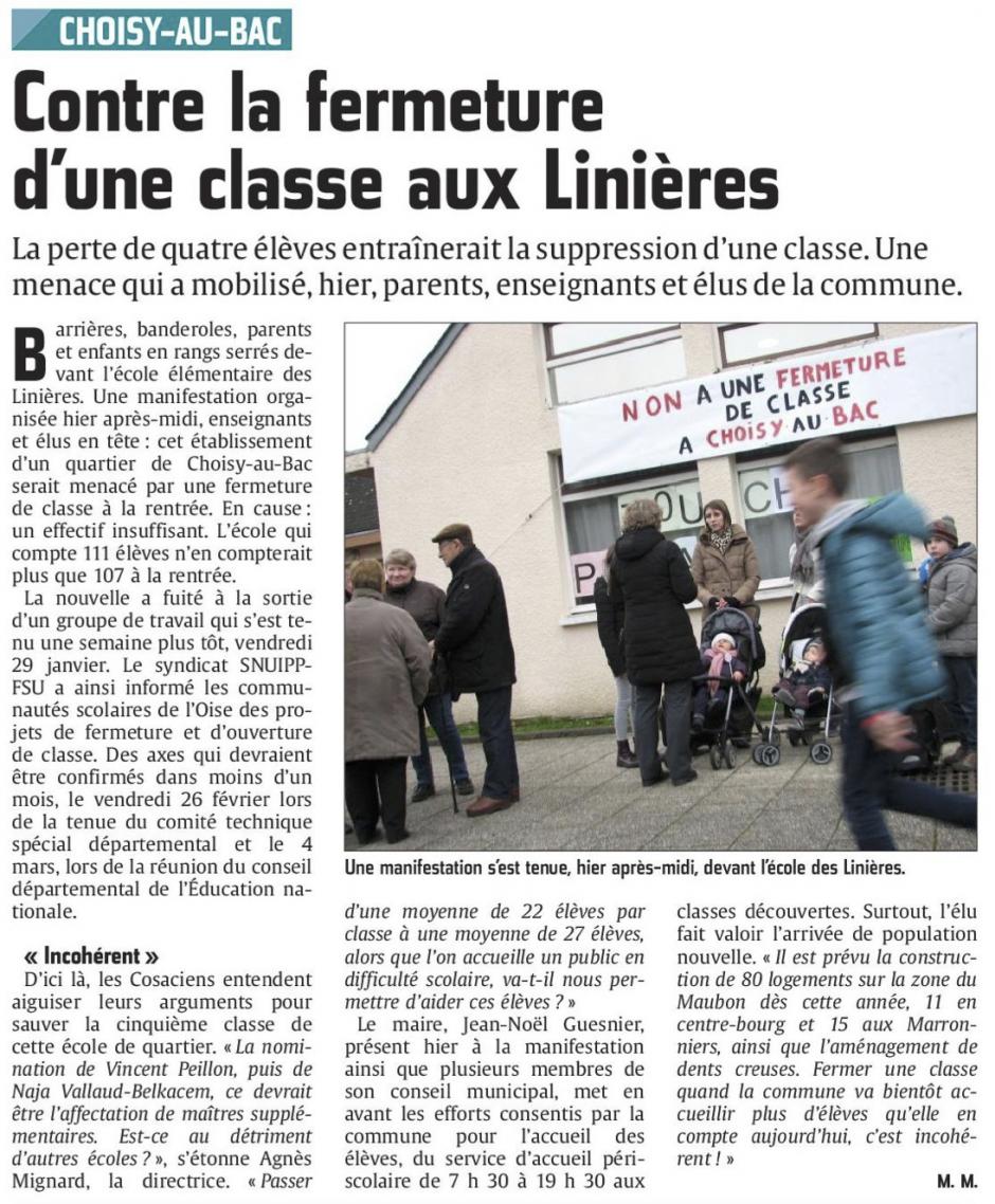 20160206-CP-Choisy-au-Bac-Contre la fermeture d'une classe aux Linières